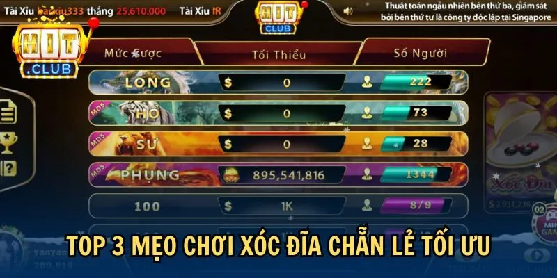 top 3 meo choi xoc dia chan le Top 3 mẹo chơi xóc đĩa chẵn lẻ tối ưu